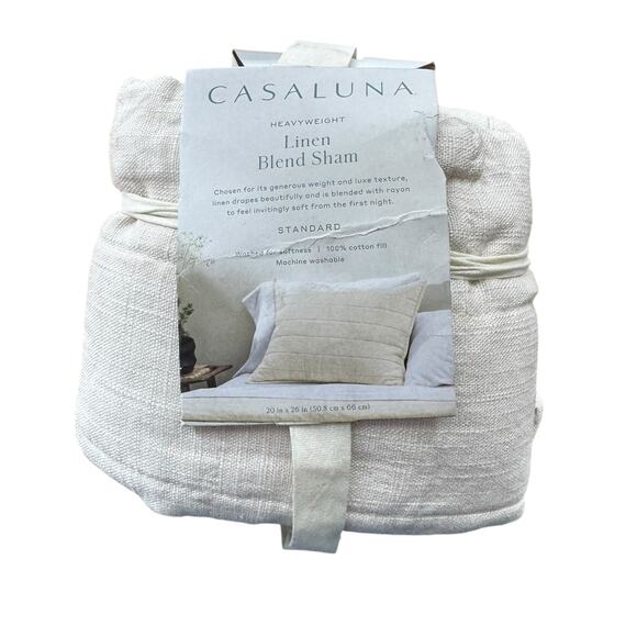 NWT Casaluna Heavyweight Linen Blend Pillow Sham Standard Size Neutral Bedding - Picture 6 of 6